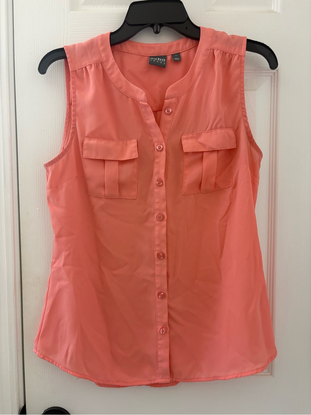 New York & Company Coral Sleeveless Button-Front Shirt
